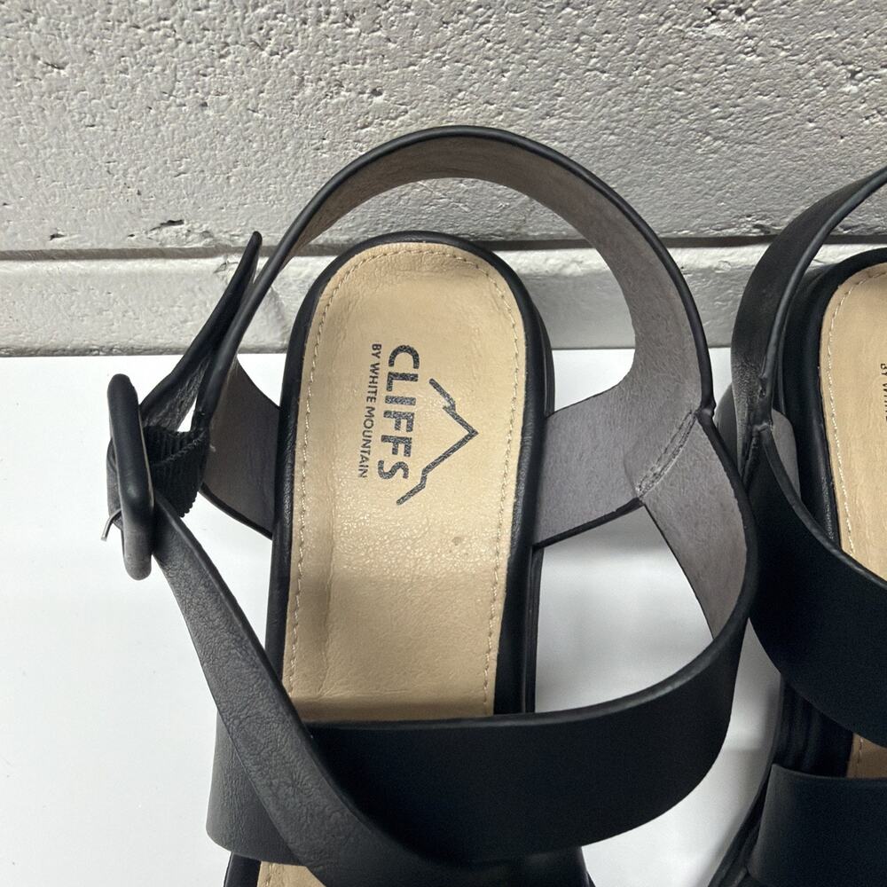 Cliffs By White Mountain Cordovan Women’s 7M Black Heel Sandals comfort - Picture 2 of 8